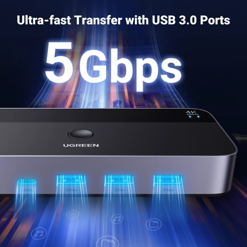 Kup Switch KVM UGREEN CM664 3xUSB-A, 2xUSB-B, 2xUSB-C, 3xHDMI, micro USB negru - UGR1824 - {ean13} - Sklep Home Screen