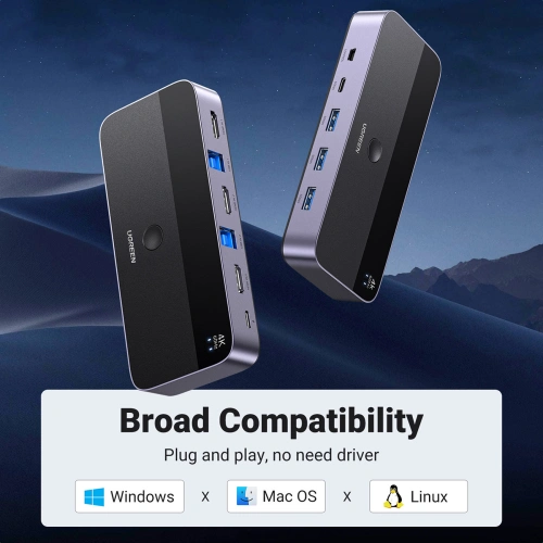 Kup Switch KVM UGREEN CM664 3xUSB-A, 2xUSB-B, 2xUSB-C, 3xHDMI, micro USB negru - UGR1824 - {ean13} - Sklep Home Screen
