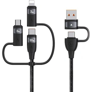 Buy USAMS US-SJ646 U85 USB-A+USB-C/USB-C, Lightning, microUSB 6w1 2m 100W PD Fast Charge black - USA1099 - {ean13} - Home Screen Store Europe