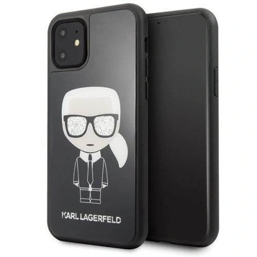 Kup Karl Lagerfeld KLHCN61DLFKBK iPhone 11 negru/black hard case Iconic Karl Glitter - KLD141BLK - {ean13} - Sklep Home Screen