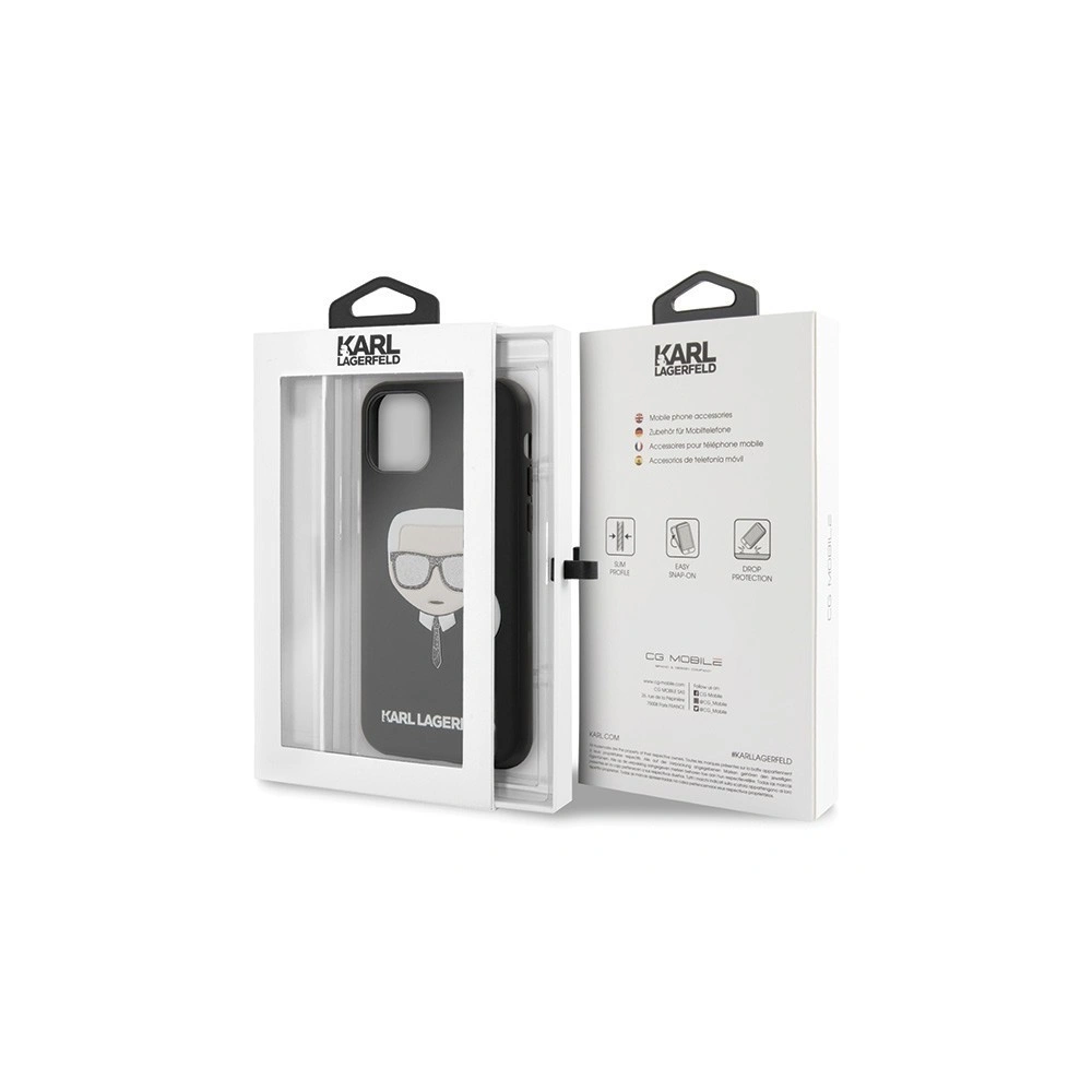 Karl Lagerfeld KLHCN61GLBK iPhone 11 czarny/black Iconik Embossed & Glitter