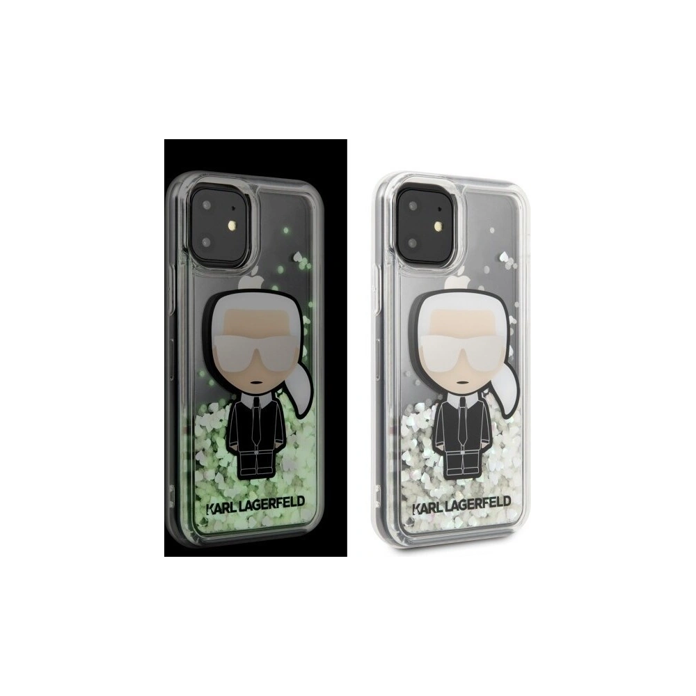 Karl Lagerfeld KLHCN61GLGIRKL iPhone 11 hardcase Ikonik Glitter Glow in the dark