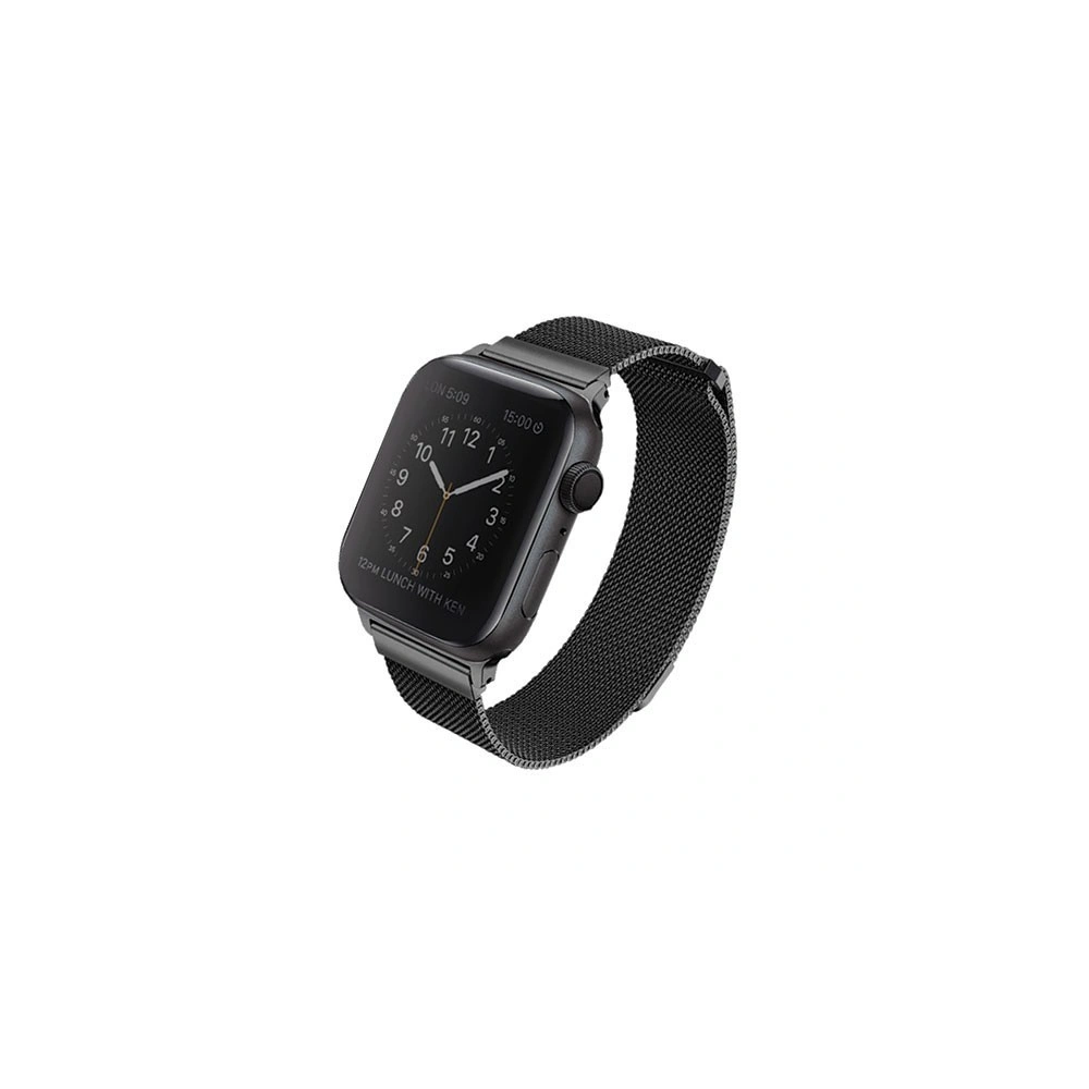 Pasek UNIQ Dante Apple Watch 4/5/6/7/SE/8/9/Ultra 44/45/49mm Stainless Steel czarny/midnight black