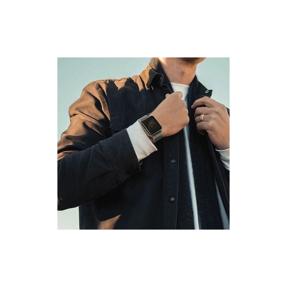 Pasek UNIQ Dante Apple Watch 4/5/6/7/SE/8/9/Ultra 44/45/49mm Stainless Steel czarny/midnight black