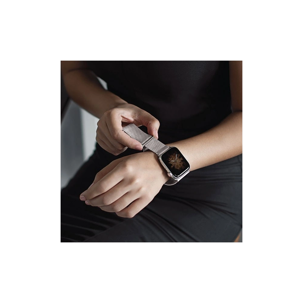 Pasek UNIQ Dante Apple Watch 4/5/6/7/SE/8/9/Ultra 44/45/49mm Stainless Steel różwo-złoty/rose gold