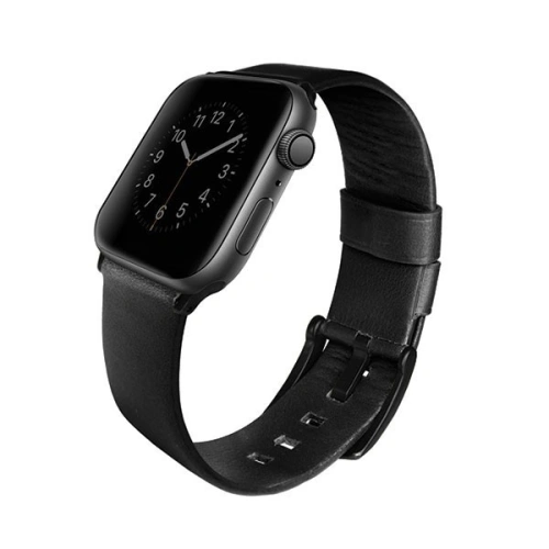 Buy UNIQ Mondain strap Apple Watch 4/5/6/7/SE/8/9/Ultra 44/45/49mm Genuine Leather black/midnight black - UNIQ146BLK - {ean13} - Home Screen Store Europe