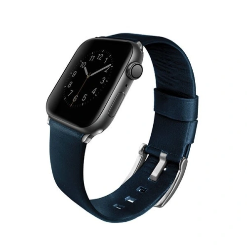 Kup UNIQ Mondain Apple Watch 4/5/6/7/SE/8/9/Ultra 44/45/49mm valódi bőr kék/royal blue - UNIQ149BLUE - {ean13} - Sklep Home Screen