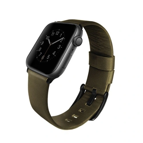 Kup UNIQ Mondain Apple Watch 4/5/6/7/SE/8/9/Ultra 44/45/49mm valódi bőr olíva - UNIQ150OLIVE - {ean13} - Sklep Home Screen