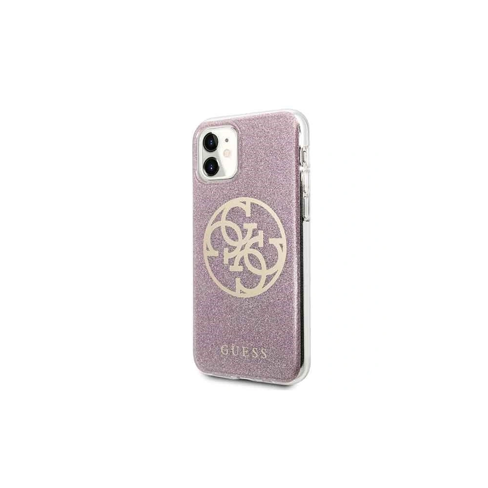 Etui Guess GUHCN61PCUGLPI Apple iPhone 11 różowy/pink hard case 4G Circle Glitter
