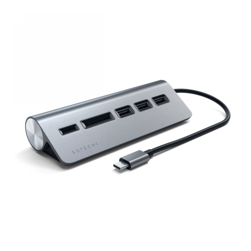 Kup Adapter Satechi Aluminium-Hub USB-C / 3xUSB-A, micro/SD space gray - STH114 - {ean13} - Sklep Home Screen