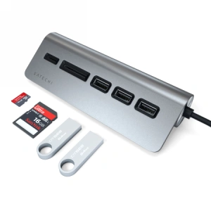 Kup Adapter Satechi Aluminium-Hub USB-C / 3xUSB-A, micro/SD space gray - STH114 - {ean13} - Sklep Home Screen