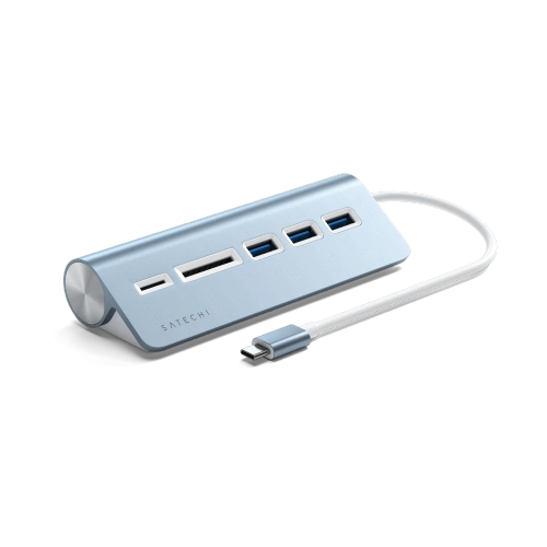 Kup Adapter Satechi Aluminium-Hub USB-C / 3xUSB-A, micro/SD blau - STH115 - {ean13} - Sklep Home Screen
