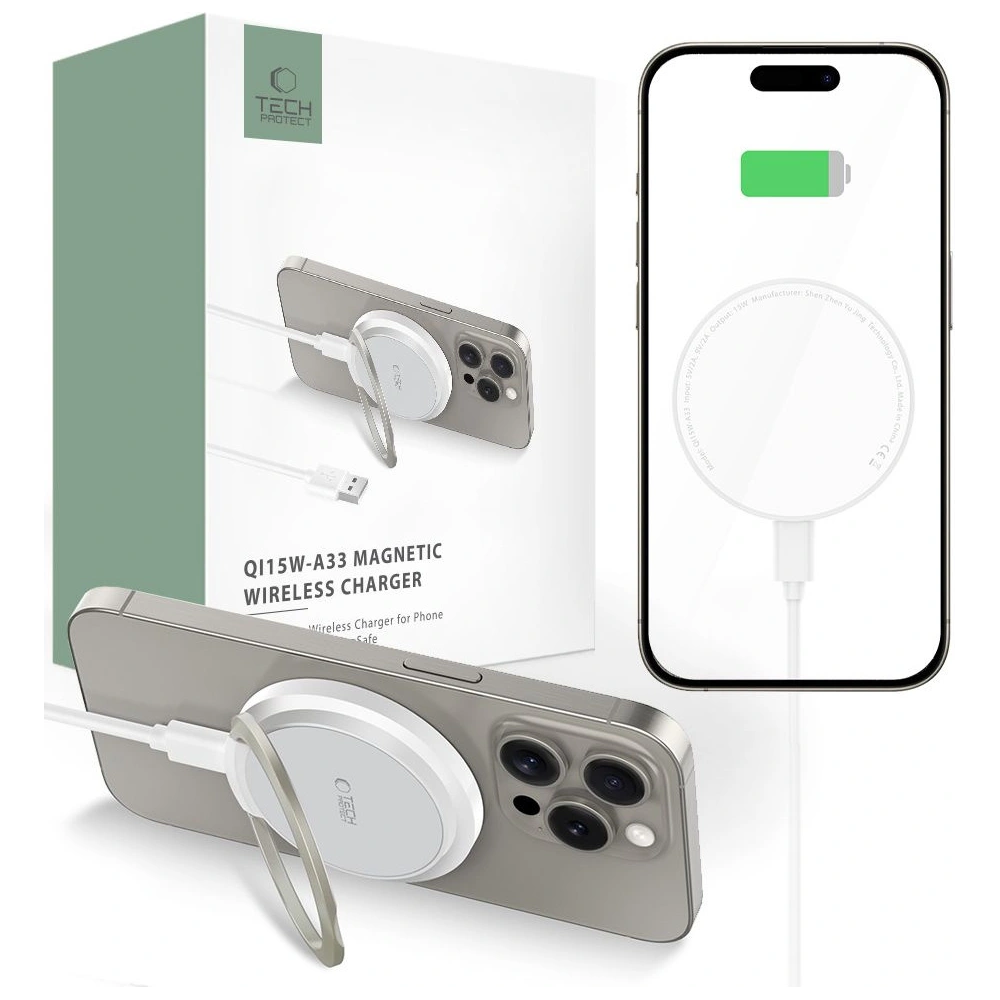 Ładowarka bezprzewodowa Tech-Protect QI15W-A33 Magnetic MagSafe Wireless Charger White