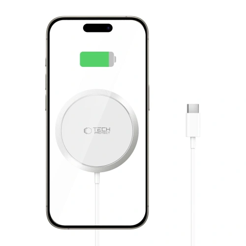 Kup Ładowarka bezprzewodowa Tech-Protect QI15W-A34 Magnetic MagSafe Wireless Charger White - THP2789 - {ean13} - Sklep Home Screen