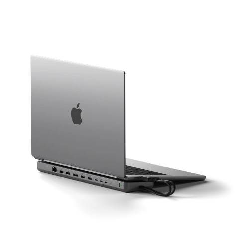 Kup Dockingstation Satechi Dual Dock Stand MacBook 2xUSB-C / USB-C PD 75W, 2xUSB-C, 2xHDMI 2.0, DP 1.4 Port, 2xUSB-A, RJ45, M.2 SATA/NVMe - STH128 - {ean13} - Sklep Home Screen