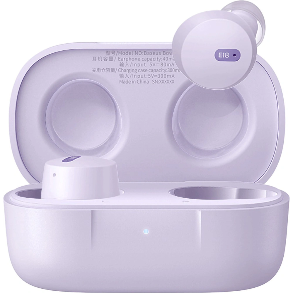 Słuchawki bezprzewodowe dokanałowe Baseus Bowie E18 TWS ENC IPX4 fioletowe