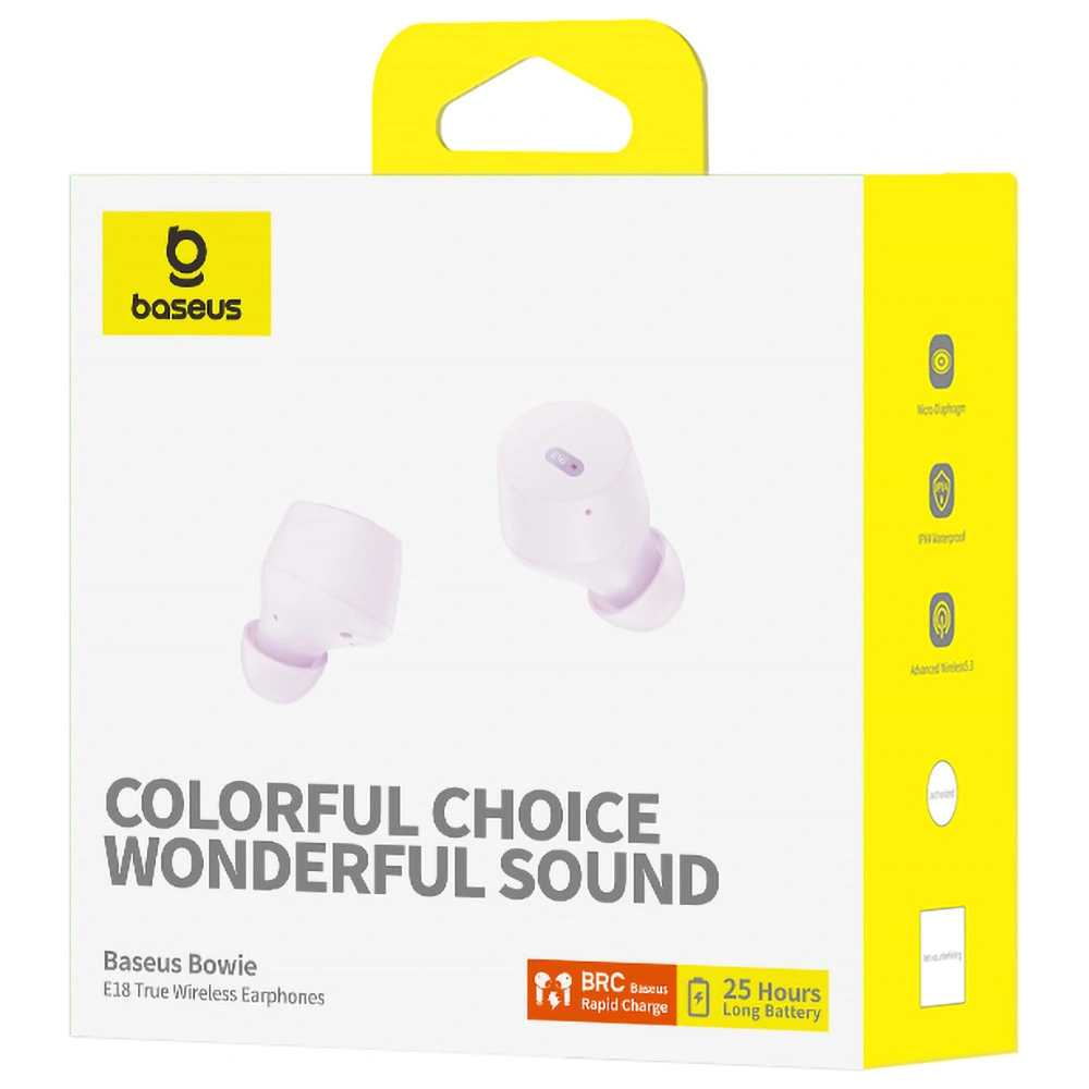 Słuchawki bezprzewodowe dokanałowe Baseus Bowie E18 TWS ENC IPX4 fioletowe