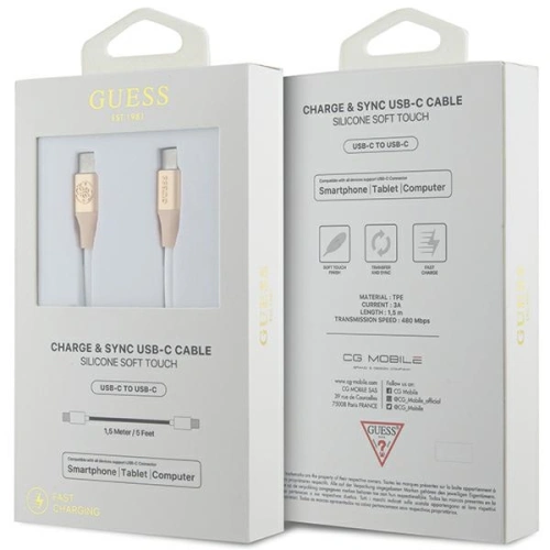 Kup Kabel Guess GUCCLALRGDD USB-C / USB-C 1.5m Încărcare rapidă Logo embosat auriu/aurie - GUE3401 - {ean13} - Sklep Home Screen