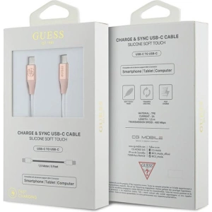 Cablul Guess GUCCLALRGDP USB-C / USB-C 1.5m Încărcare rapidă cu logo embosat roz/pink