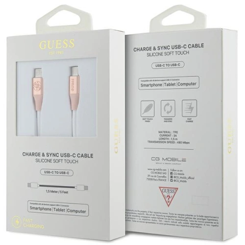 Kup Kabel Guess GUCCLALRGDP USB-C / USB-C 1.5m Fast Charging Ebossed Logo różowy/pink - GUE3402 - {ean13} - Sklep Home Screen