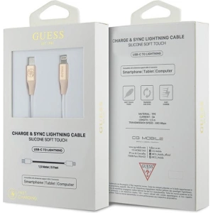 Kabel Guess GUCLLALRGDD USB-C / Lightning 1.5m Schnellladung mit geprägtem Logo gold/light gold