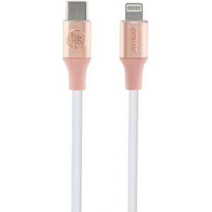 Kabel Guess GUCLLALRGDP USB-C / Lightning 1.5m Schnellladung Ebossed Logo rosa/pink