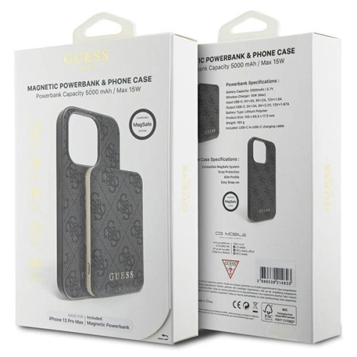 Kup Zestaw Guess GUBPM5P13X4GEMGK Apple iPhone 13 Pro Max hardcase + Powerbank 5000mAh MagSafe 4G Metal Logo czarny/black - GUE3407 - {ean13} - Sklep Home Screen