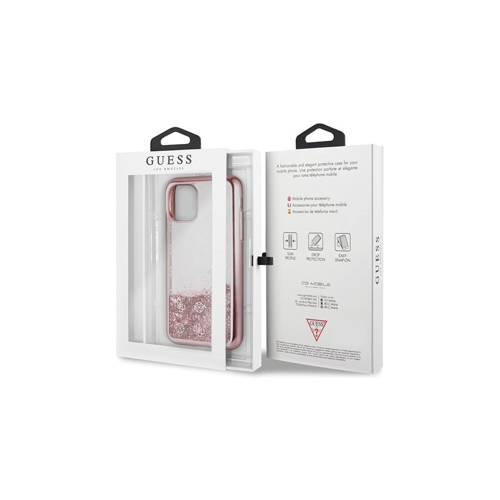 Etui Guess GUHCN61PEOLGPI Apple iPhone 11 różowo-złoty/rosegold hard case 4G Peony Liquid Glitter