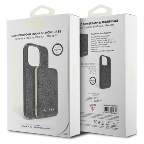 Kup Set Guess GUBPM5P15L4GEMGK Apple iPhone 15 Pro Hardcase + Powerbank 5000mAh MagSafe 4G Metal Logo schwarz/black - GUE3411 - {ean13} - Sklep Home Screen