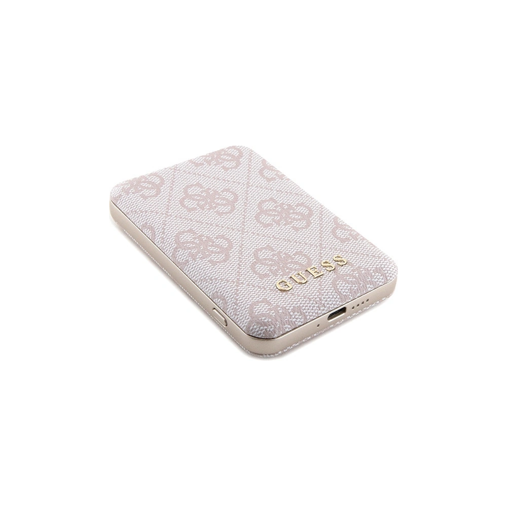Zestaw Guess GUBPM5P15L4GEMGP Apple iPhone 15 Pro hardcase + Powerbank 5000mAh MagSafe 4G Metal Logo różowy/pink