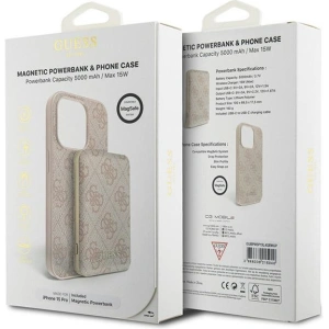 Buy Guess GUBPM5P15L4GEMGP Apple iPhone 15 Pro hardcase + Powerbank 5000mAh MagSafe 4G Metal Logo pink - GUE3412 - {ean13} - Home Screen Store Europe