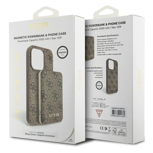 Kup Set Guess GUBPM5P15L4GEMGW Apple iPhone 15 Pro Hardcase + Powerbank 5000mAh MagSafe 4G Metal Logo braun/brown - GUE3413 - {ean13} - Sklep Home Screen