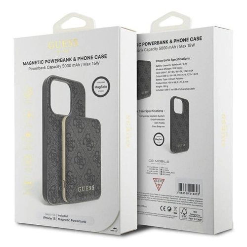 Kup Zestav Guess GUBPM5P15S4GEMGK Apple iPhone 15 hardcase + Powerbank 5000mAh MagSafe 4G Metal Logo černý/black - GUE3414 - {ean13} - Sklep Home Screen