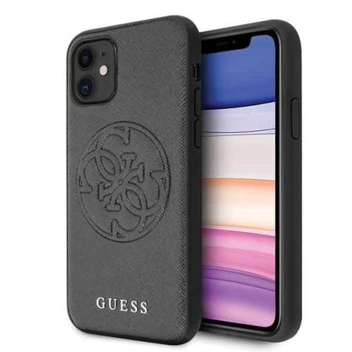 Kup Guess Apple Tasche GUHCN61RSSASBK iPhone 11 schwarz/schwarz Hartschalenetui Saffiano 4G Circle Logo - GUE235BLK - {ean13} - Sklep Home Screen