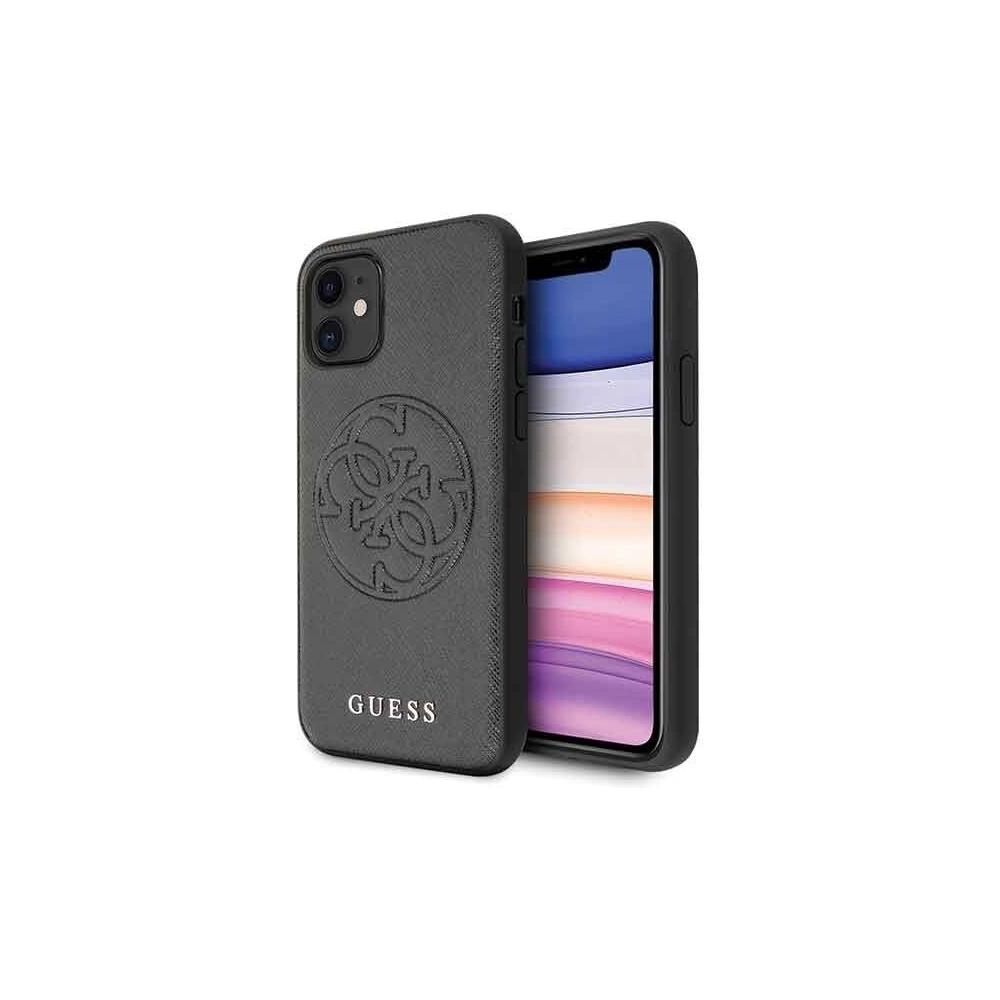 Etui Guess GUHCN61RSSASBK Apple iPhone 11 czarny/black hard case Saffiano 4G Circle Logo