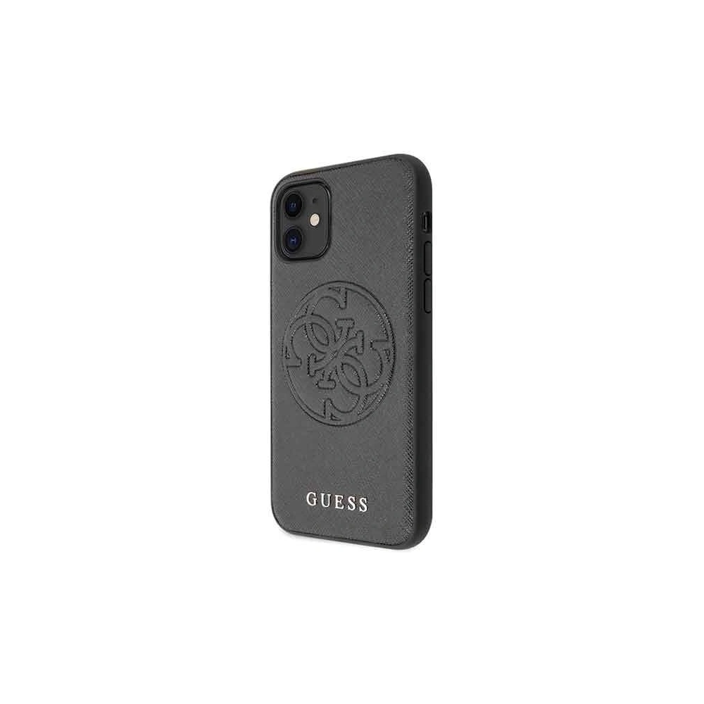 Etui Guess GUHCN61RSSASBK Apple iPhone 11 czarny/black hard case Saffiano 4G Circle Logo
