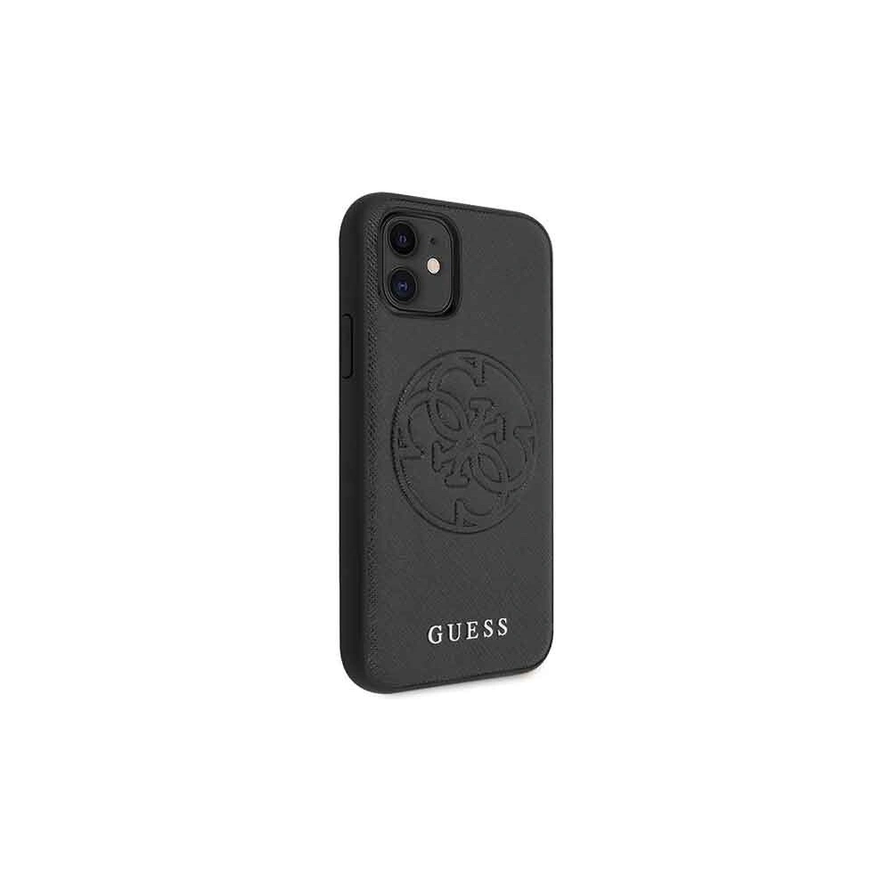 Etui Guess GUHCN61RSSASBK Apple iPhone 11 czarny/black hard case Saffiano 4G Circle Logo