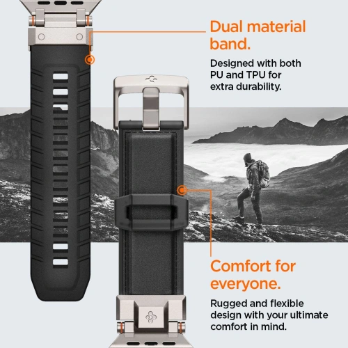 Kup Pasek Spigen DuraPro Armor PU Apple Watch 4/5/6/7/8/9/SE/Ultra 42/44/45/49mm Fekete - SPN3396 - {ean13} - Sklep Home Screen