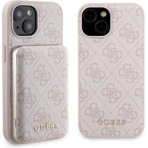 Buy Guess GUBPM5P15S4GEMGP Apple iPhone 15 hardcase + Powerbank 5000mAh MagSafe 4G Metal Logo pink - GUE3415 - {ean13} - Home Screen Store Europe