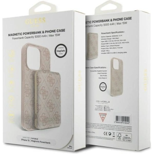 Buy Guess GUBPM5P15S4GEMGP Apple iPhone 15 hardcase + Powerbank 5000mAh MagSafe 4G Metal Logo pink - GUE3415 - {ean13} - Home Screen Store Europe