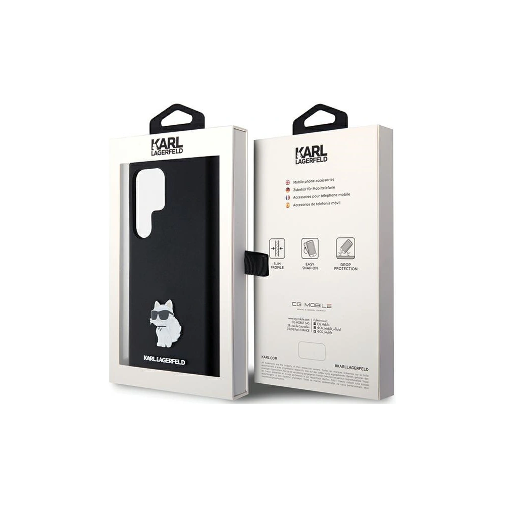 Etui Karl Lagerfeld KLHCS24LSMHCNPK Samsung Galaxy S24 Ultra hardcase Silicone Choupette Metal Pin czarny/black