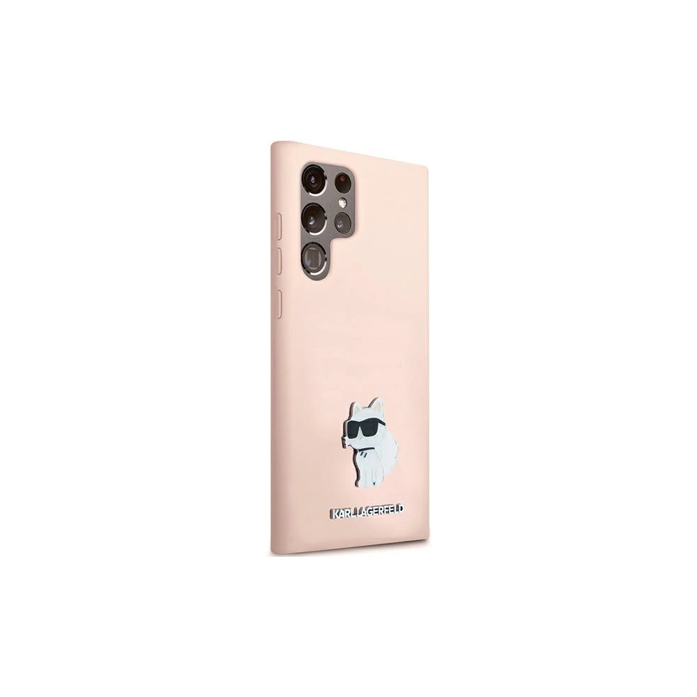 Etui Karl Lagerfeld KLHCS24LSMHCNPP Samsung Galaxy S24 Ultra Silicone Choupette Metal Pin różowy/pink