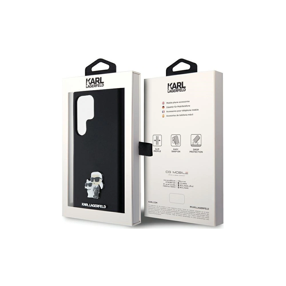 Etui Karl Lagerfeld KLHCS24LSMHKCNPK Samsung Galaxy S24 Ultra hardcase Silicone Karl&Choupette Metal Pin czarny/black