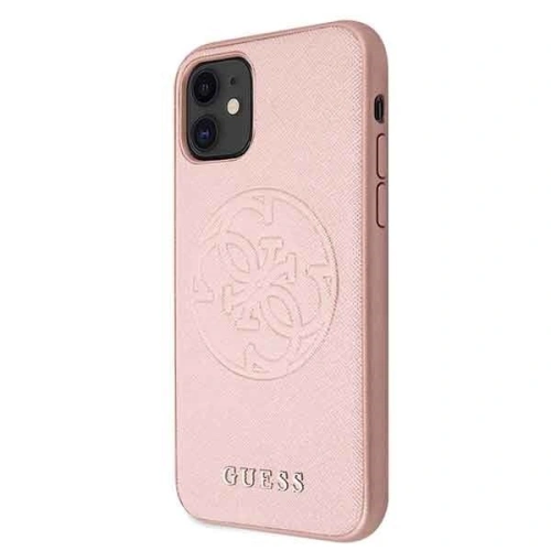 Buy Guess GUHCN61RSSASRG iPhone 11 pink hard case Saffiano 4G Circle Logo - GUE237PNK - {ean13} - Home Screen Store Europe