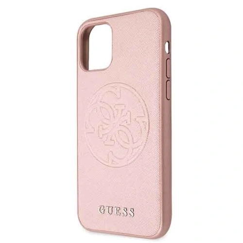 Buy Guess GUHCN61RSSASRG iPhone 11 pink hard case Saffiano 4G Circle Logo - GUE237PNK - {ean13} - Home Screen Store Europe