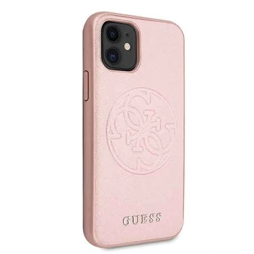 Buy Guess GUHCN61RSSASRG iPhone 11 pink hard case Saffiano 4G Circle Logo - GUE237PNK - {ean13} - Home Screen Store Europe