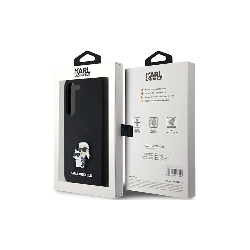 Etui Karl Lagerfeld KLHCS24SSMHKCNPK Samsung Galaxy S24 hardcase Silicone Karl&Choupette Metal Pin czarny/black
