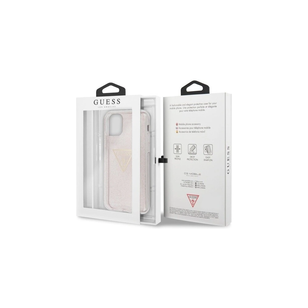 Etui Guess GUHCN61SGTLPI Apple iPhone 11 różowy/pink hard case Glitter Triangle