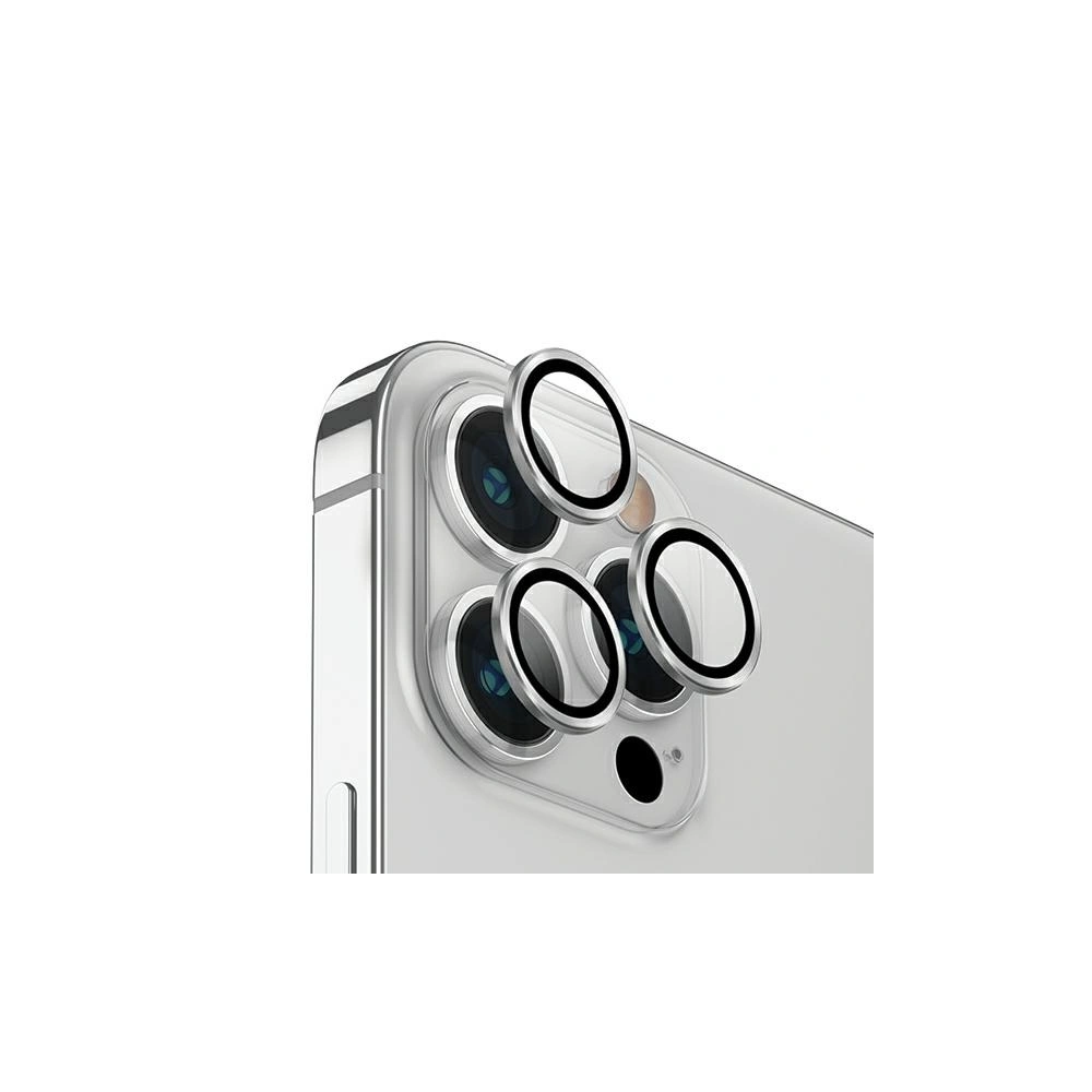 Szkło na obiektyw aparatu UNIQ Optix Aluminium Camera Lens Protector Apple iPhone 14 Pro / 14 Pro Max sterling silver