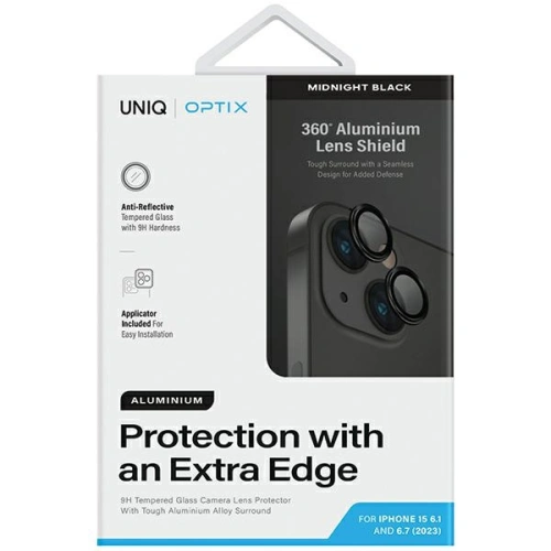 Kup Szkło na obiektyw aparatu UNIQ Optix Aluminium Camera Lens Protector Apple iPhone 15 / 15 Plus midnight black - UNIQ1124 - {ean13} - Sklep Home Screen